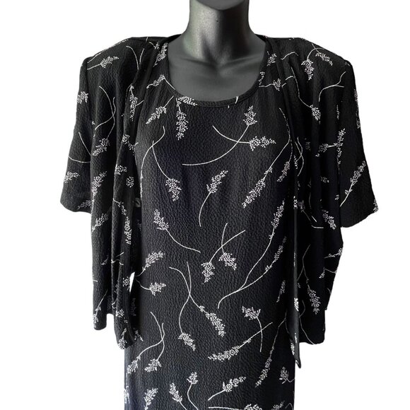 90s VTG Molly Malloy Sleeveless Floral Maxi Black Dress With Cover Women’s 12 - Picture 5 of 16